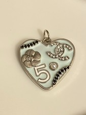 Chanel Silver Tone Zipper Pull Button Charm (Light Blue)