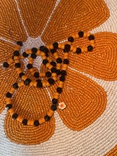 Orange and Black Beaded with flower charm tie on belly beads