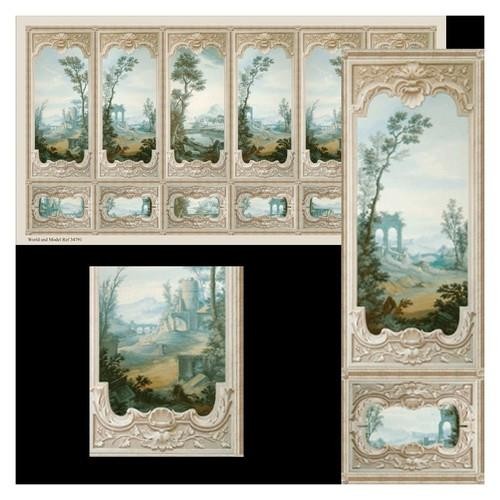 Dolls House Wall Panel Wallpaper Chinoiserie Beige 1:12 Scale Miniature Print