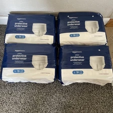 Amazon Basics Unisex Protective Underwear, Overnight Absorbency, Large, 56 Pack