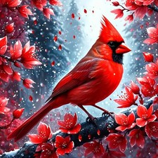 MOMDEDP Cardinal Diamond Painting Kits 12 inches x 12 inches, Bird Flowers