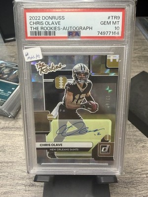 Panini 2022 Donruss Chris Olave The Rookies Auto /49 #TR-9 RC PSA 10 Saints