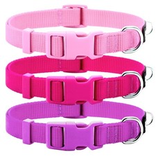 azuza 3 Pack Dog Collars Comfortable and Adjustable Nylon Dog Collars for for...