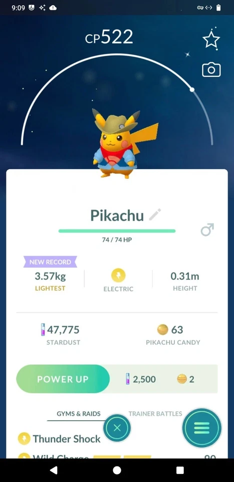 Pokémon Shiny Excavator Pikachu Possil museum - PTC Go 20K Dust - Image 1 of 1