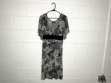 Y2K New Directions Black & White Pattern Flutter Sleeve Dress