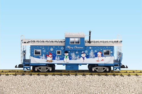 USA Trains Escala G 12132 NAVIDAD VISIÓN EXTENDIDA FURGÓN DE NIEVE AZUL | Zustand: New