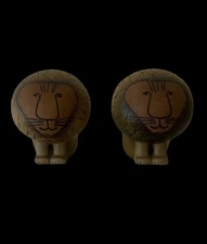 Vintage Lisa Larson Pottery for Gustavsberg Sweden Africa Series Lion Sculptures