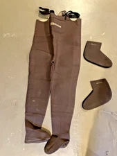 Simms Neoprene Stocking Foot Chest Waders Fly Fishing  Large w/Booties