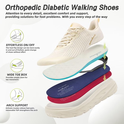Zapatillas anchas ortopédicas para hombre: cómodas adaptables a la neuropatía fascitis plantar... - Imagen 3 de 8