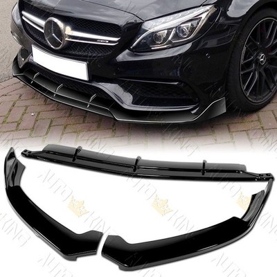 FIT 15-21 MERCEDES-BENZ C63 AMG W205 PAINTED BLACK FRONT BUMPER LIP BODY SPOILER