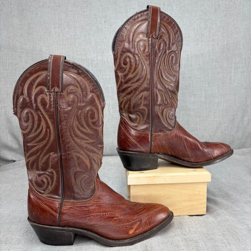 Vintage Laredo Cowboy Boots Brown Leather Made in USA Pull On Men's Size 7.5, Size 7, $50 - Photo 2