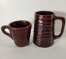 Marcrest Daisy Dot Tall Mug and Cup Marked USA Brown Stoneware