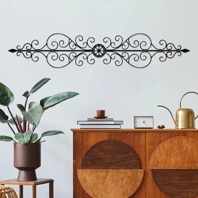 MetalScroll Wall Decor Rustic Iron Wall Medallion Small Traditional Metal Scroll