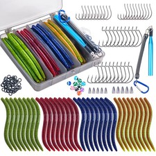 143PCS Wacky Worm Fishing Lure Kit, Bass Fishing Wacky Rig Kit, Wacky Rig Too...