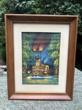 VINTAGE ON THE BAYOU RIVERBOAT ECONOLITE 1953 MOTION LAMP IN FRAME WORKS