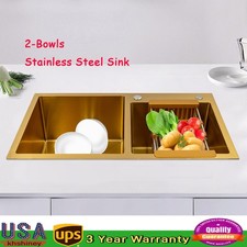 Gold Undermount Kitchen Sink, 80 45 cm Stainless Steel Kitchen Sink Double Bowls