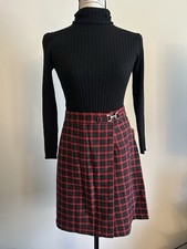 NWT Vintage Red  Black Tartan Plaid Skort Skirt Union, 32-inch Waist, VTG Sz 16