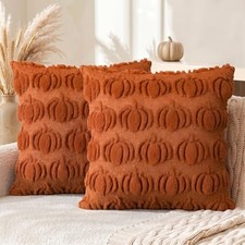 Fall Pumpkin Throw Pillow Covers 18x18 Inch 18" x 18" Pack of 2 Caramel