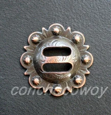 WESTERN HORSE HEADSTALL SADDLE TACK COPPER SLOTTED BERRY CONCHO 1-1/2"