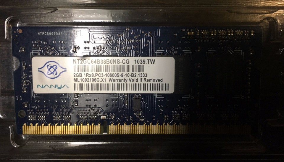 Nanya 4GB Kit (2x2GB) PC3-10600 1333MHz Laptop RAM (NT2GC64B88B0NS-CG ...