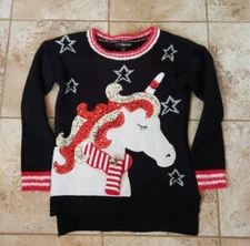 33 Degrees Christmas Sweater Winter XS Unicorn Sequins