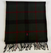 Unworn Vintage Ralph Lauren Laine Wool Plaid Fringe Scarf Made In Scotland