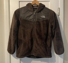 The North Face Sherpa Fuzzy Fleece Hoodie Jacket Brown Full Zip Girl s Size: L