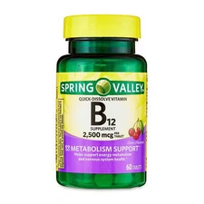 Spring Valley Vitamin B12 Quick-Dissolve Tablets Dietary Supplement, 60 Count