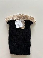 New Pair Of Boot Cuffs Ruffle Lace Trim Buttons Black Socks Topper With Tags