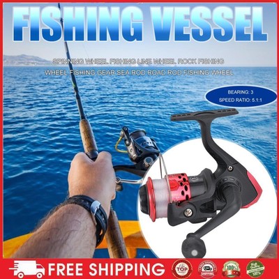 Spinning Reel 3BB Spool Wire Cup Gear Ratio 5.1/1 Sea Fishing Reel (Red) NEW