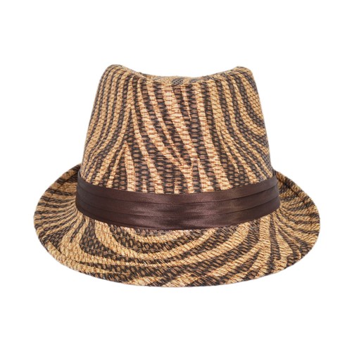 Animal Print Ribbon Band Fedora Straw Hat - Different Colors & Prints Avail - 第 17/18 張圖片
