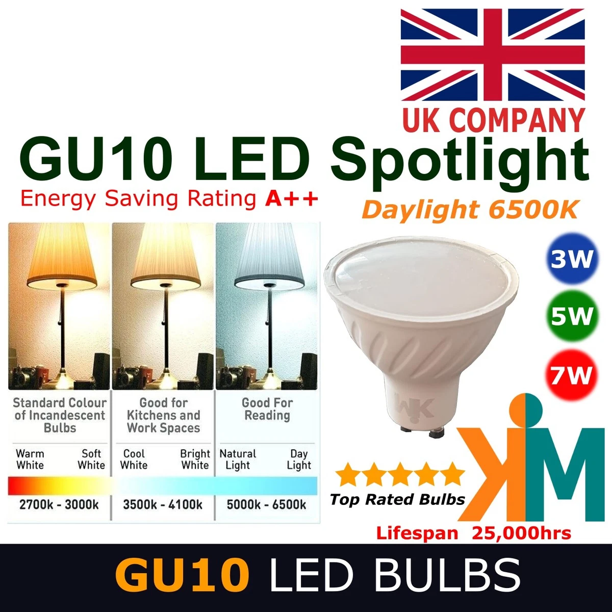 LED Bulbs Spotlights LED Energy A++ Rating Daylight 6500K 5W | eBay