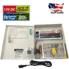 16Ch Power Supply Box CCTV Security Cameras 18 Port 12V DC Auto Reset & Key Lock