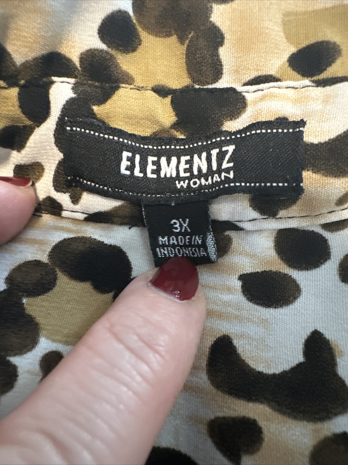 elementz 3X leopard pattern long sleeve blouse - image 5