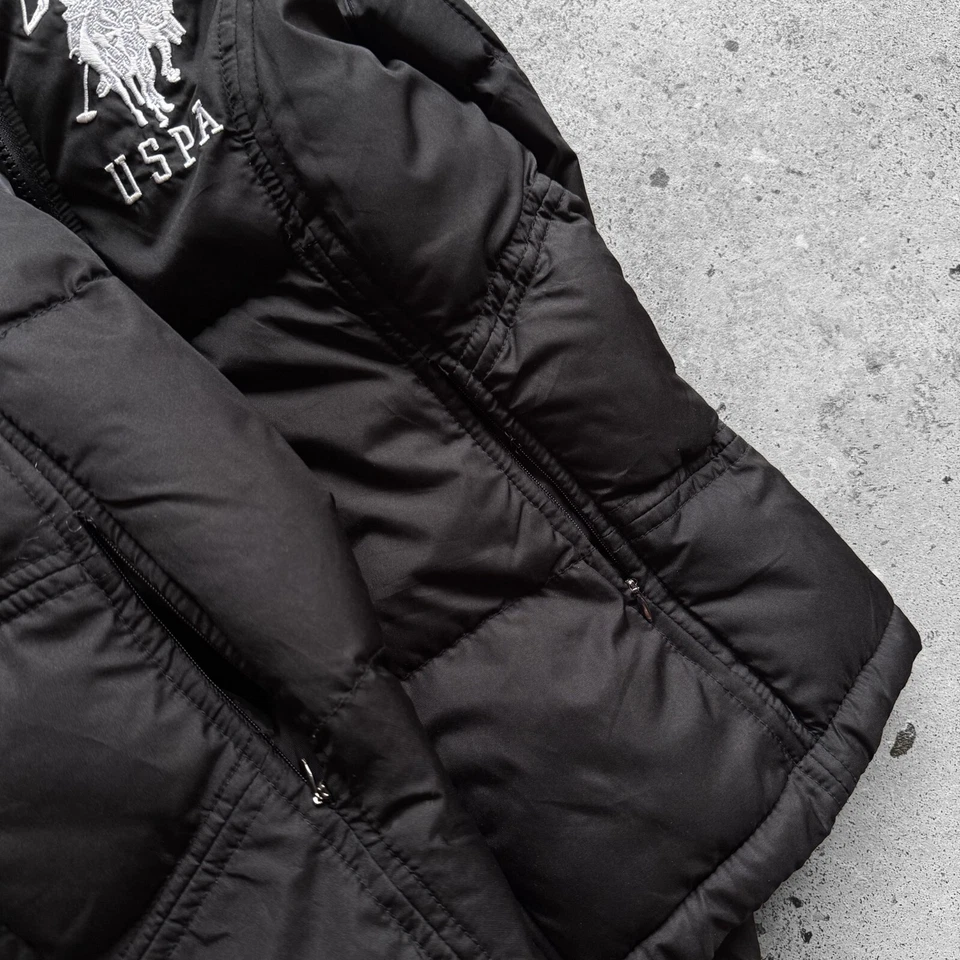 U.S. Polo Assn Womens Black Full Zip Puffer Jacket Logo Pockets Casual Size - S - Image 4 of 4