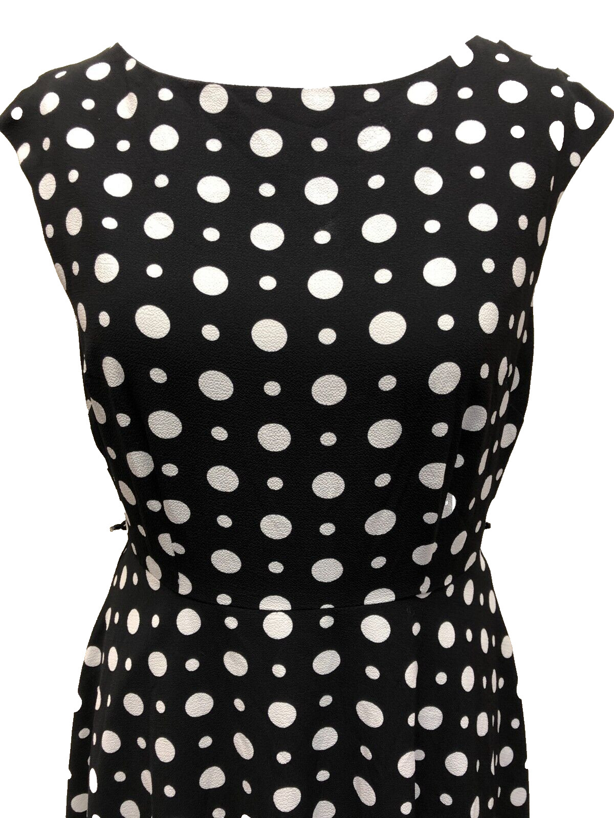 Wallis Dress UK12 Black/White Spot Fit and Flare Knee Length Sleeveless image 3