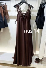 ZARA NEW WOMAN STRAPPY SATIN MIDI DRESS V-NECK DARK MINK XS-XXL 8035/331/742