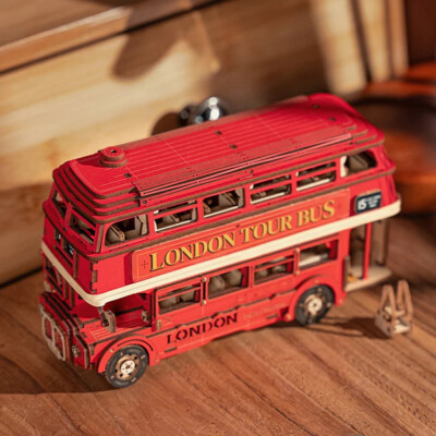 Rolife Bus Car 3D Wooden Puzzle London Tour Model Budding Toy  Adult Xmas Gift