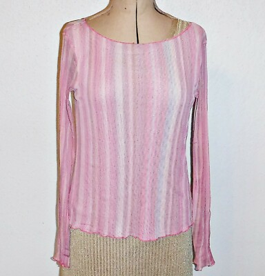 * RIVER ISLAND MICRO NETZ STRETCH LANGARM ROSA STREIFEN OBERTEIL OBERTEIL DOPPELT 10