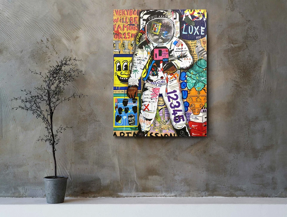 Luna Astronauta Lienzo Banksy Graffiti Arte Callejero Arte Pared Impresión Decoración Foto 4 de 4