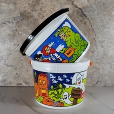 VINTAGE JACK IN THE BOX PLASTIC HALLOWEEN TRICK OR TREAT BUCKETS CIRCA 2009