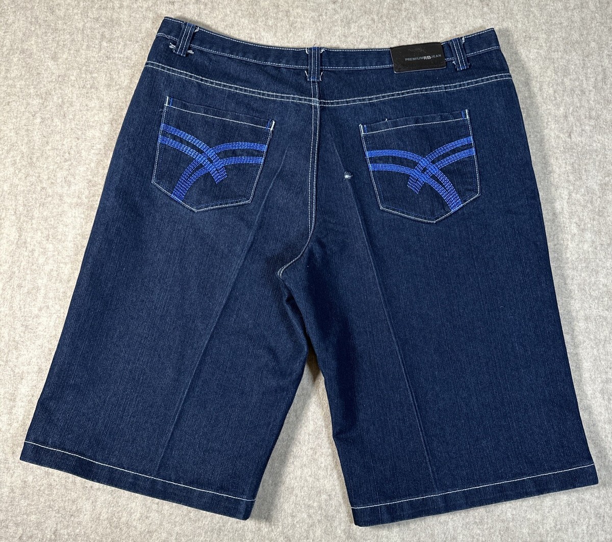 VTG Raw Blue Denim Size 44 Jean Shorts Jorts Y2K Baggy Hip VTG Raw Blue Denim Size 44 Jean Shorts Jorts Y2K Baggy Hip