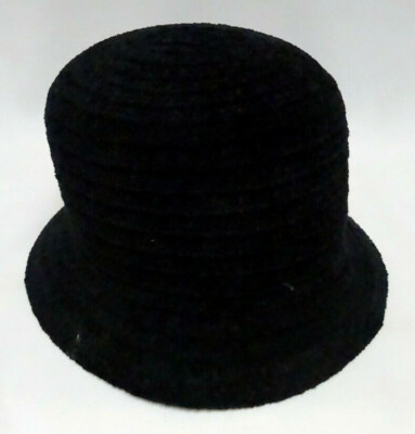 Betmar New York black vintage bucket hat BETMAR NEW YORK BLACK COTTON BUCKET HAT, BACK TIE, GROMMETS  main image 4