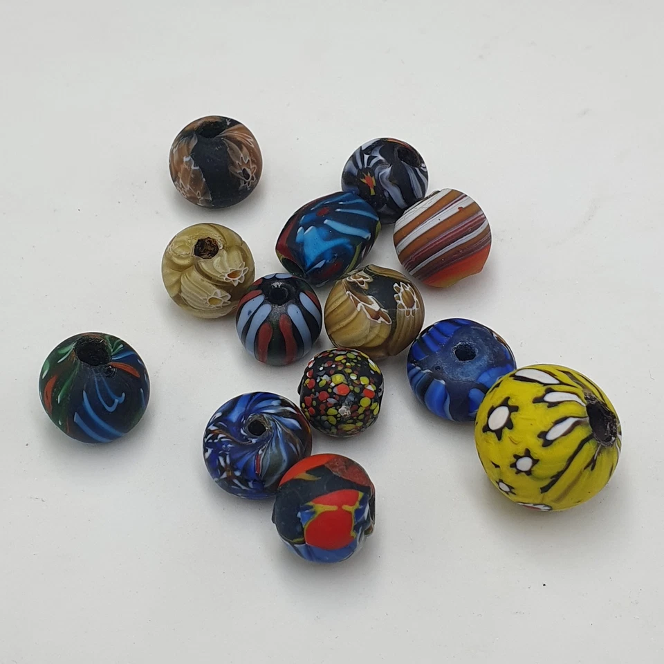 Lot of 13 Millefiori Style MultiColor Mix Glass Beads Lot - Image 4 of 4