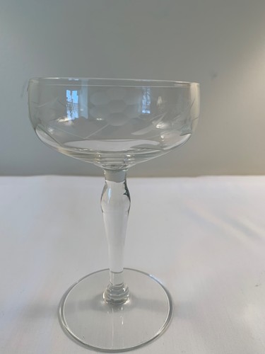 Juego de 6 vasos de champán/sorbete elegantes grabados de colección con flores y hojas - Imagen 3 de 12