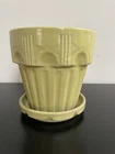 Vintage McCoy Pottery Glazed Avocado Green Planter And Saucer