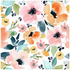 Floral Peel and Stick Wallpaper Boho Wall Paper Removable for Bedroom White/P...