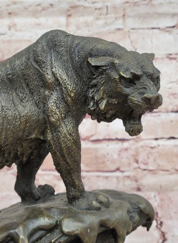 Hand Made Signed Bugatti Tiger Wildlife Solid Bronze Sculpture Figurine statue - Picture 6 of 10