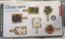 Original Kikkerland Mini Bamboo Serving Appetizer Trays, Set Of 6, Collectible