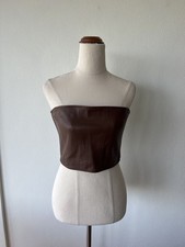 brand new Ksubi Crossin Bustier Top brown leather large 